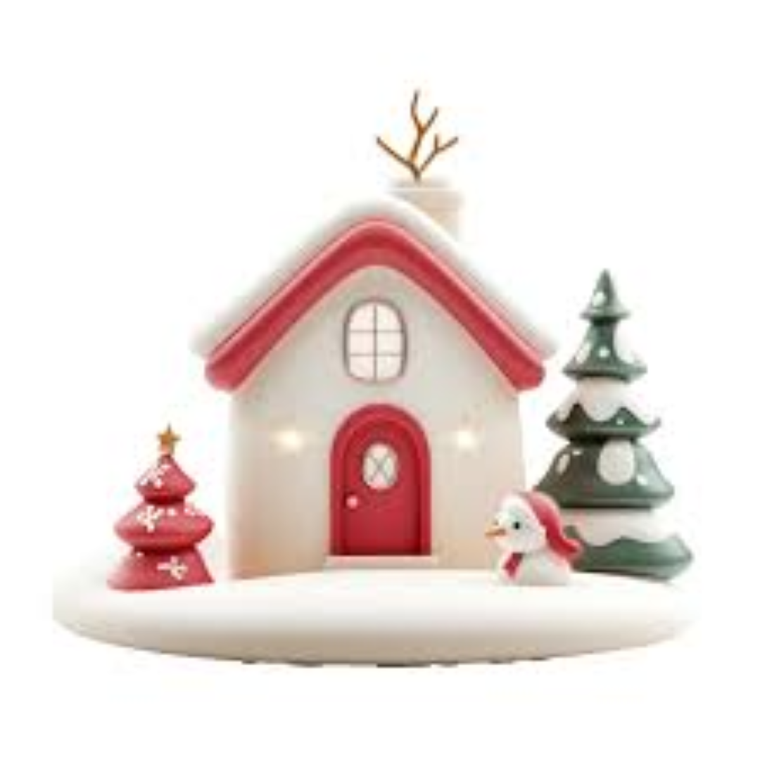 XMASS 12PCS ASST COL DECO HUT WRB621